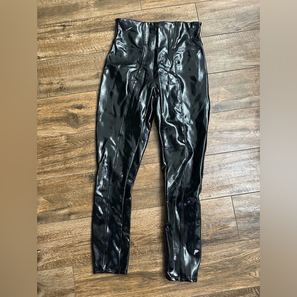 Spanx Faux Patent Leather Leggings Small Petite, Small Shiny Patent Leggings - Picture 2 of 12